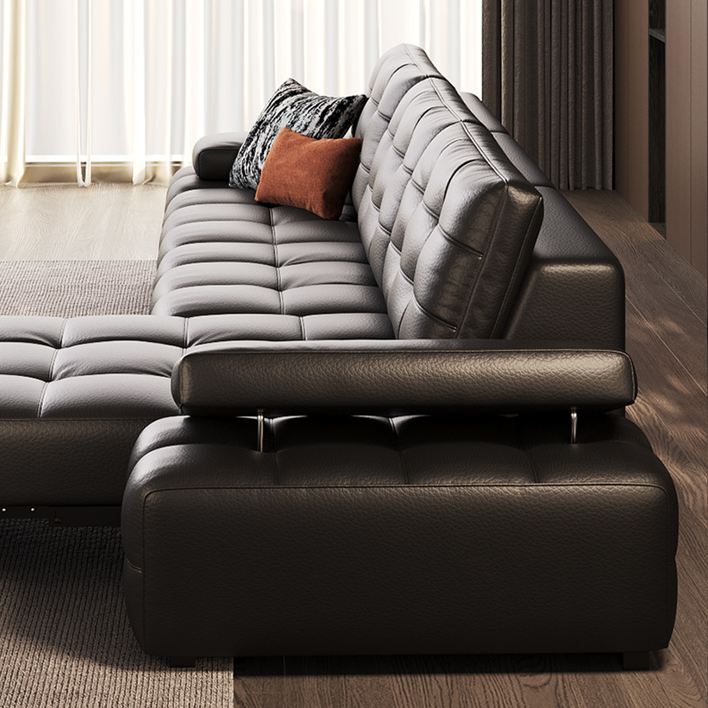 Titan Tufted Leather Electric Sofa Bed