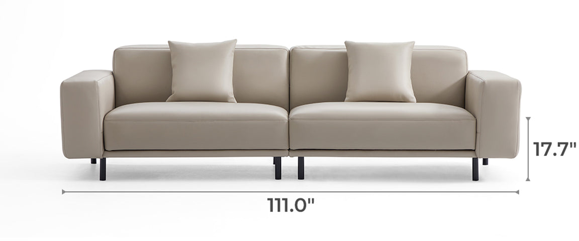 Noble Black Leather Sofa with Ottoman