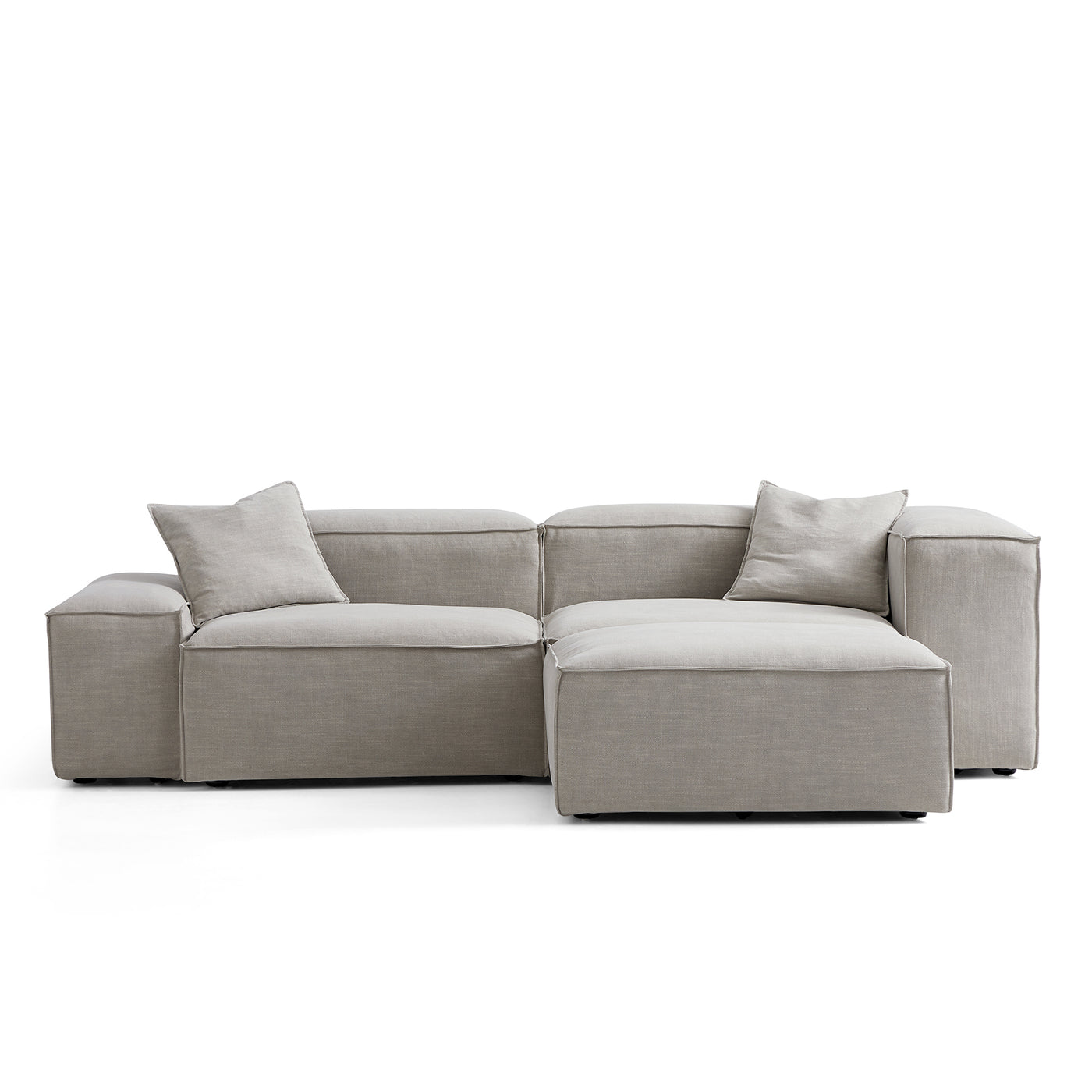 Freedom Modular New Gray Sofa with Ottoman-Sand-106.3"-Low & High