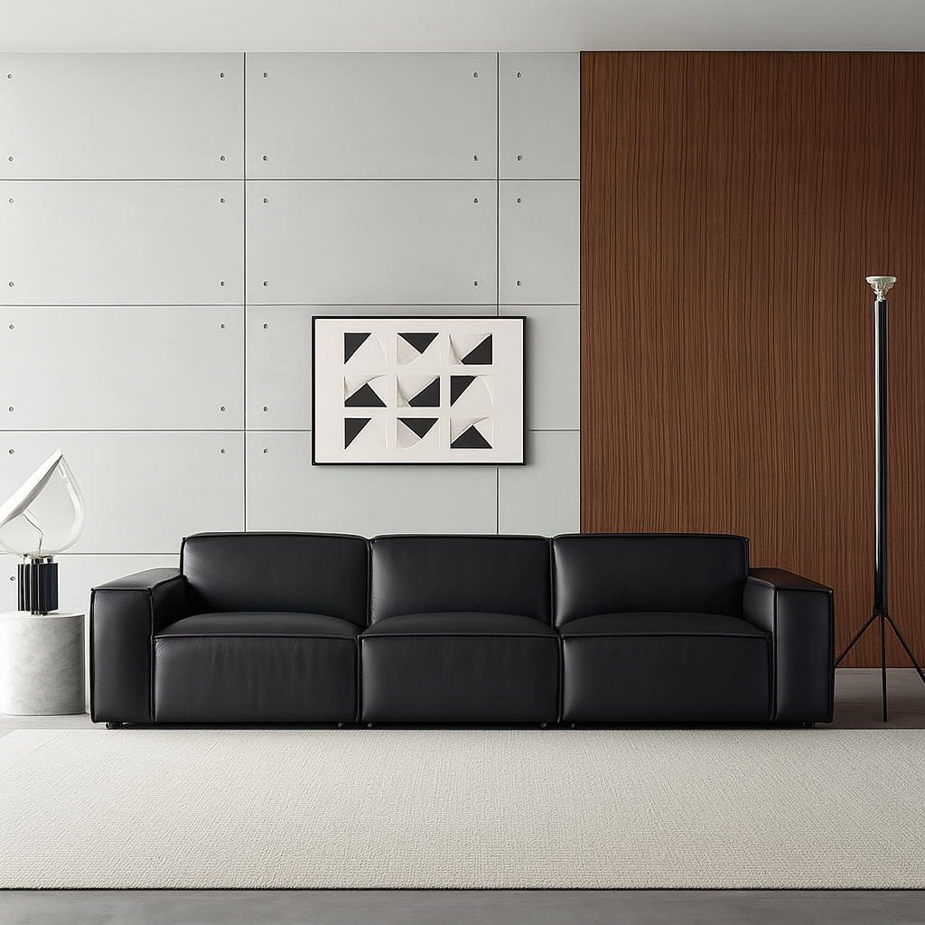 Kendall Italian Top Grain Leather Sofa-Black