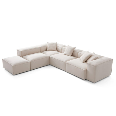 Freedom Modular Khaki L Shaped Sectional and Ottoman-hidden