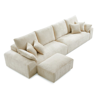 The Empress Gray Sofa and Ottoman-Beige-140.1"