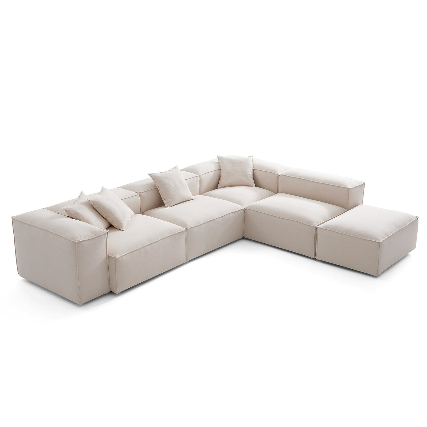 Freedom Modular Khaki L Shaped Sectional and Ottoman-Khaki-143.7"-High