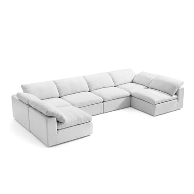 Tender Wabi Sabi U Shaped Sectional with Open Ends-White-165.4"