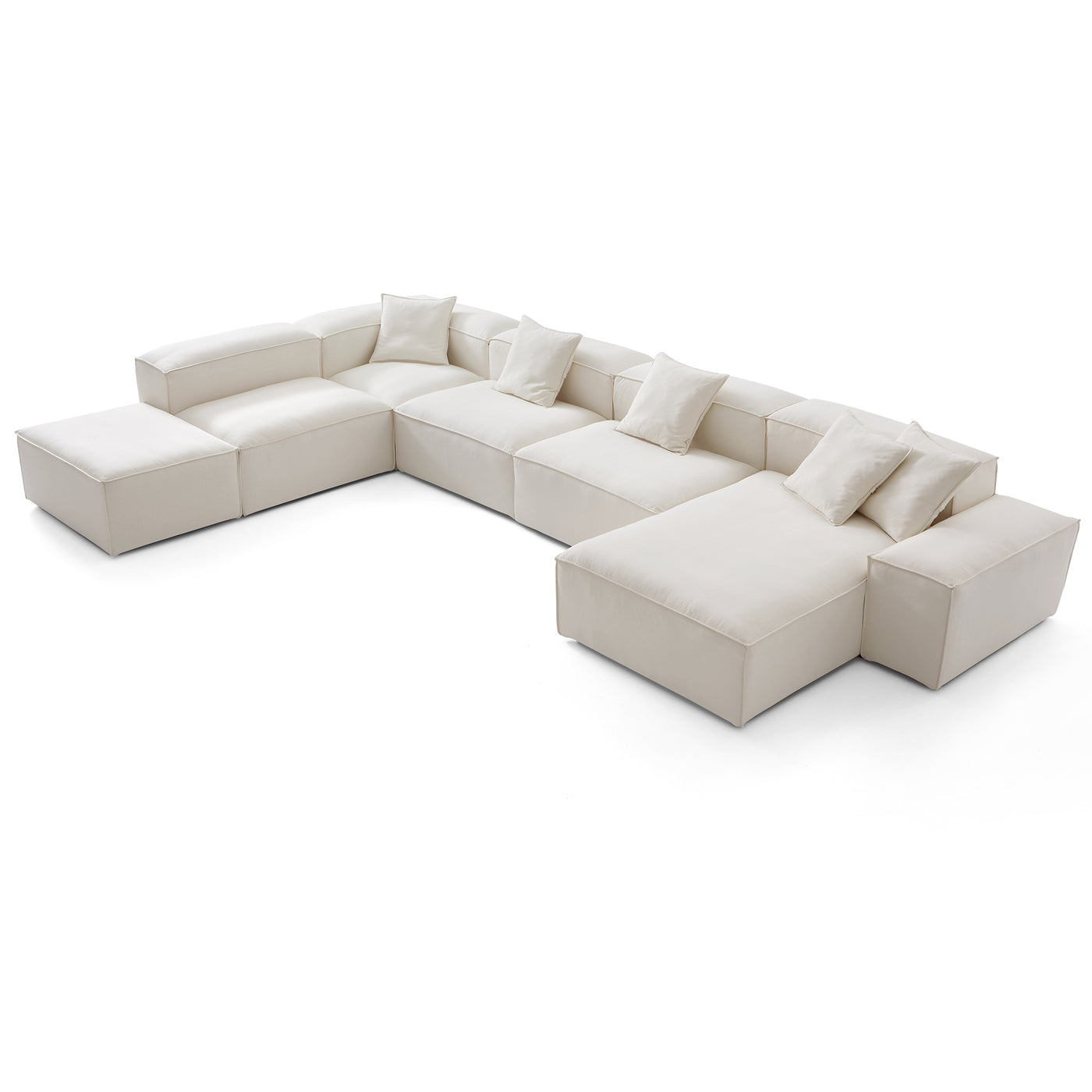 Freedom Modular Beige Open End Sectional Sofa-Beige-181.1"-Low