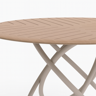 Chloe Outdoor 4 Person Patio Dining Set with Round Teak Top Table-White