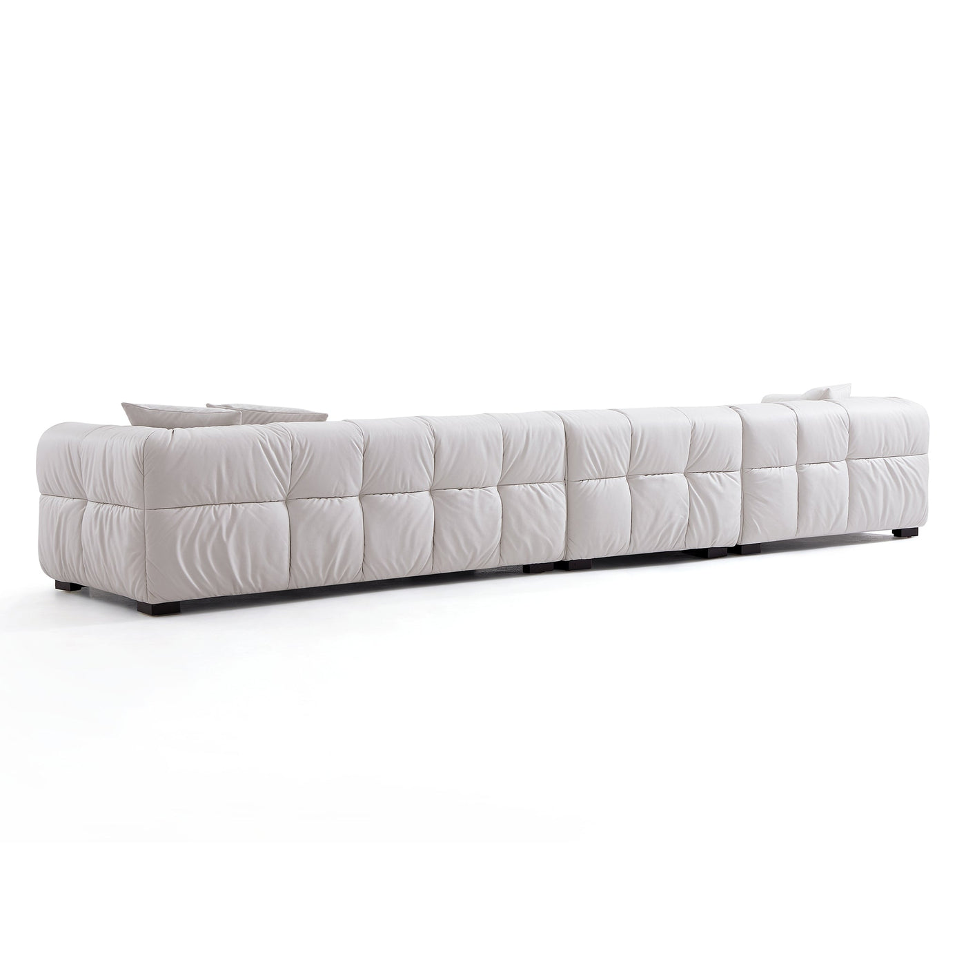 Boba Cream Leathaire Sectional Sofa-White-153.5″