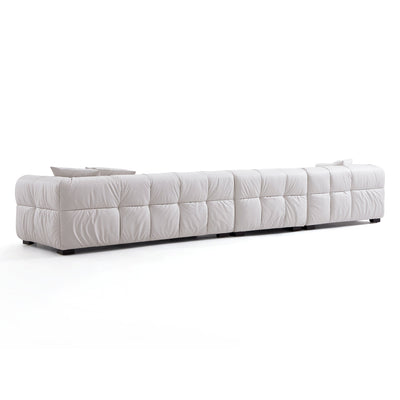 Boba Cream Leathaire Sectional Set-White-153.5″-Facing Right