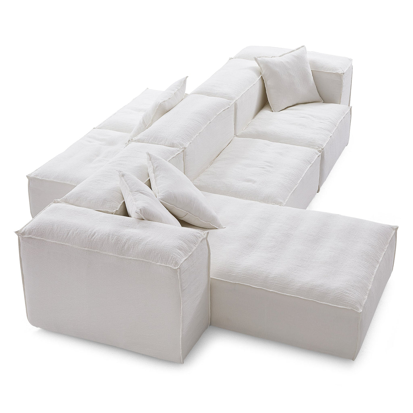 Freedom Modular Khaki Double Sided Sectional Sofa-White-143.7″-High