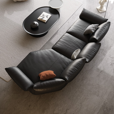 Petalo Modern Leather Sectional-Black