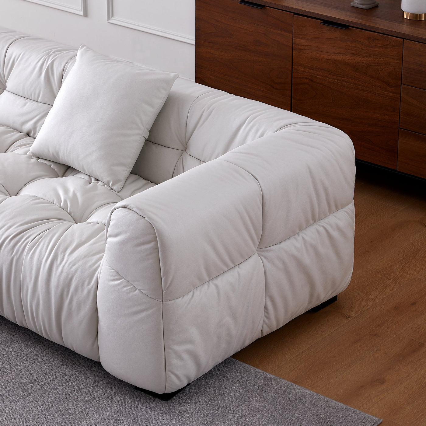 Boba Black Leathaire Sectional Set-White