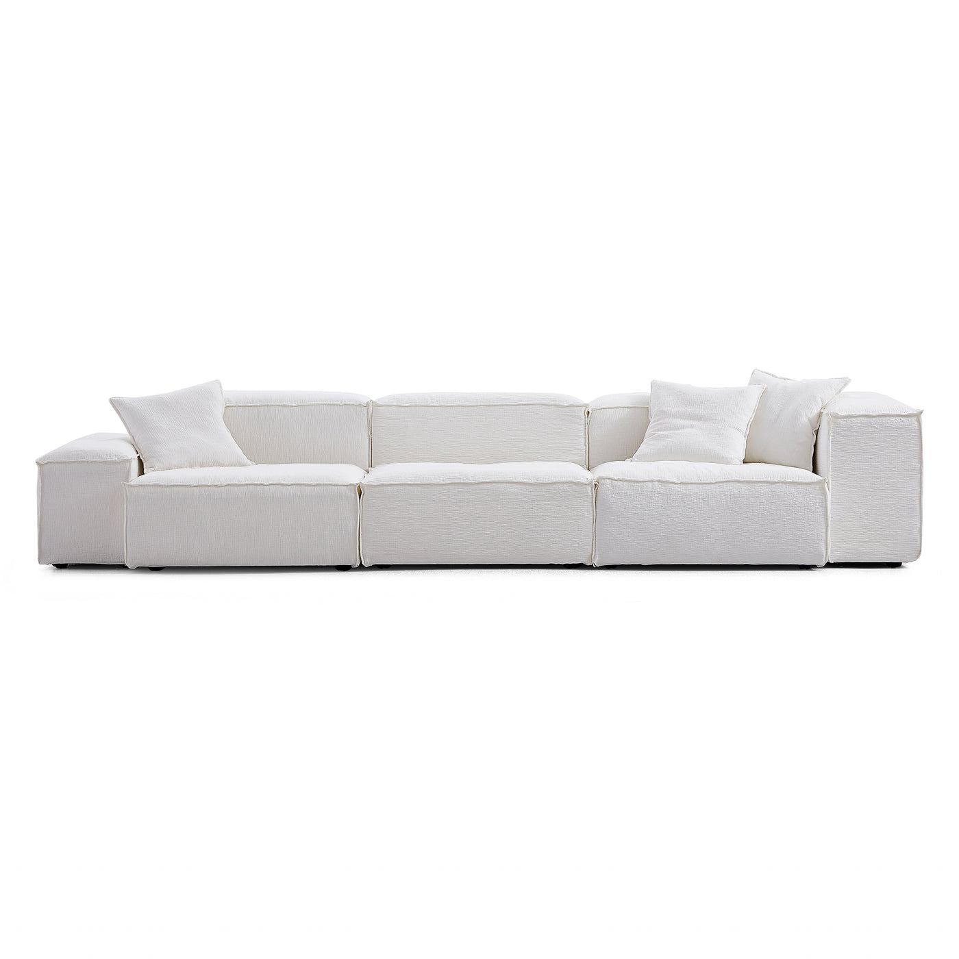 Freedom Modular Khaki Sofa-White-Low&High-143.7″
