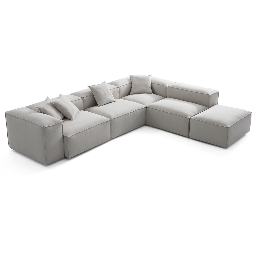 Freedom Modular Gray L Shaped Sectional and Ottoman-Gray-143.7"-High