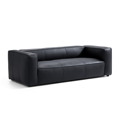 Brancaster Black Genuine Leather Tuxedo Sofa-hidden