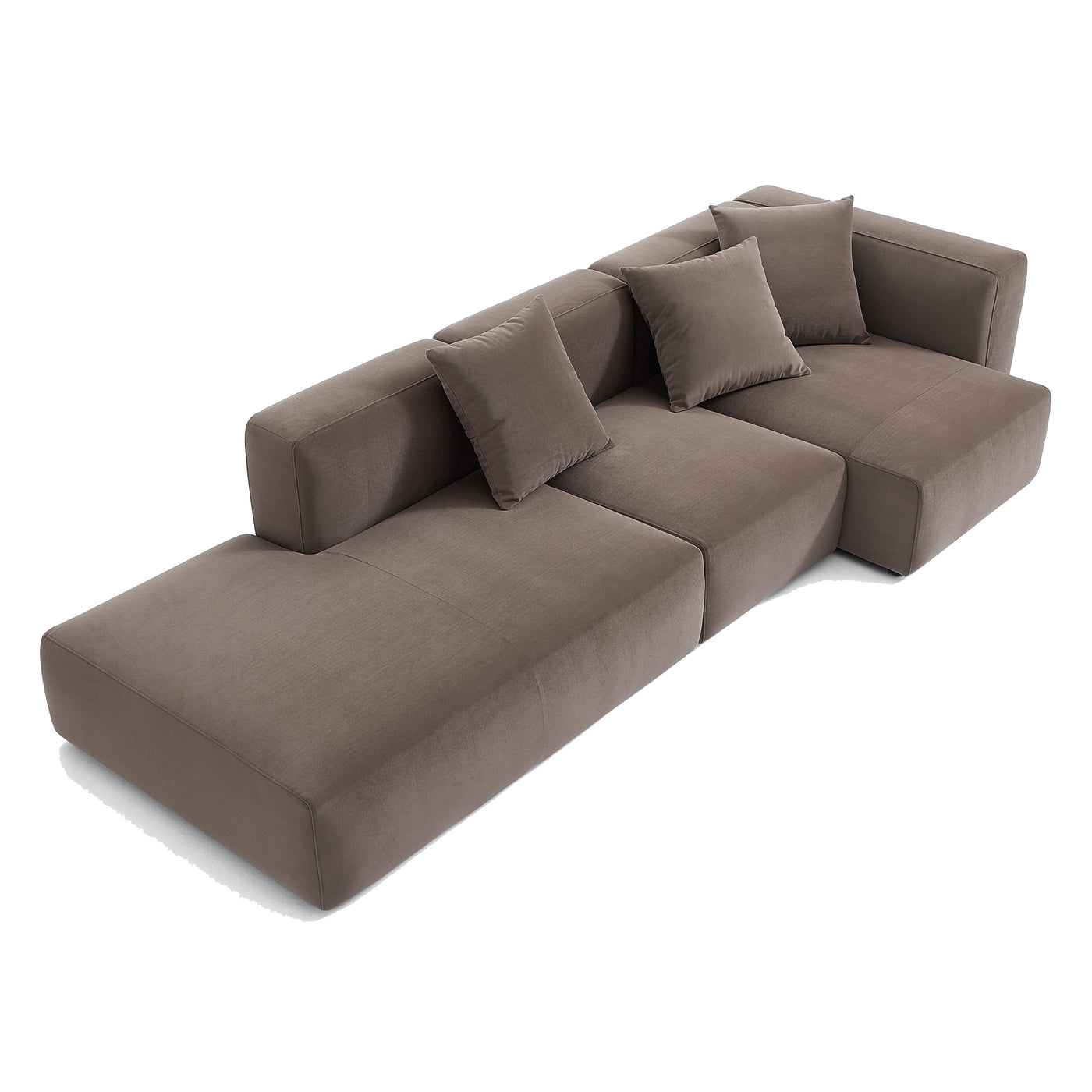 Geometry Minimalist Sectional-Brown-124.0"-Facing Right