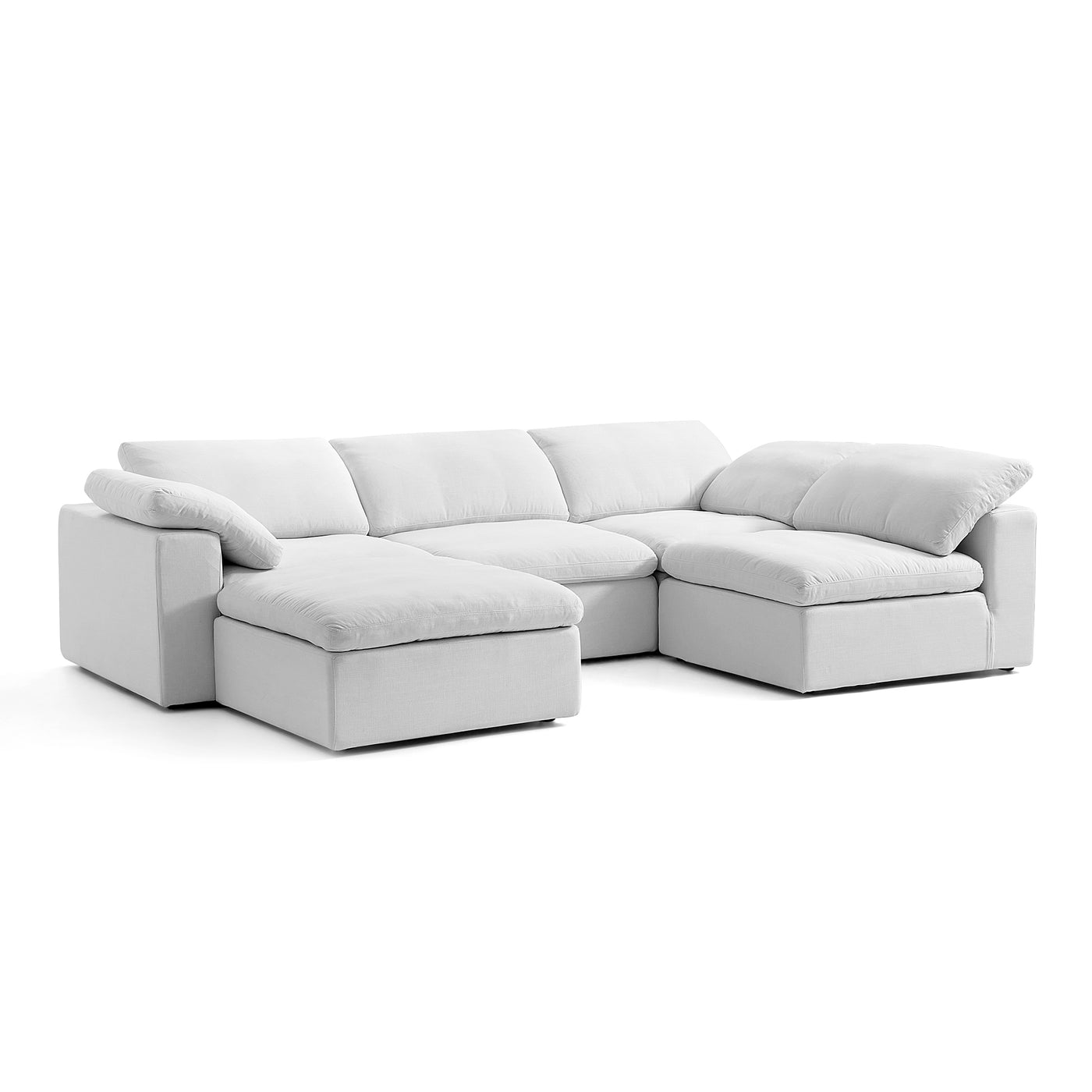 Tender Wabi Sabi Sand L Shaped Sectional and Ottoman-White-128.0"