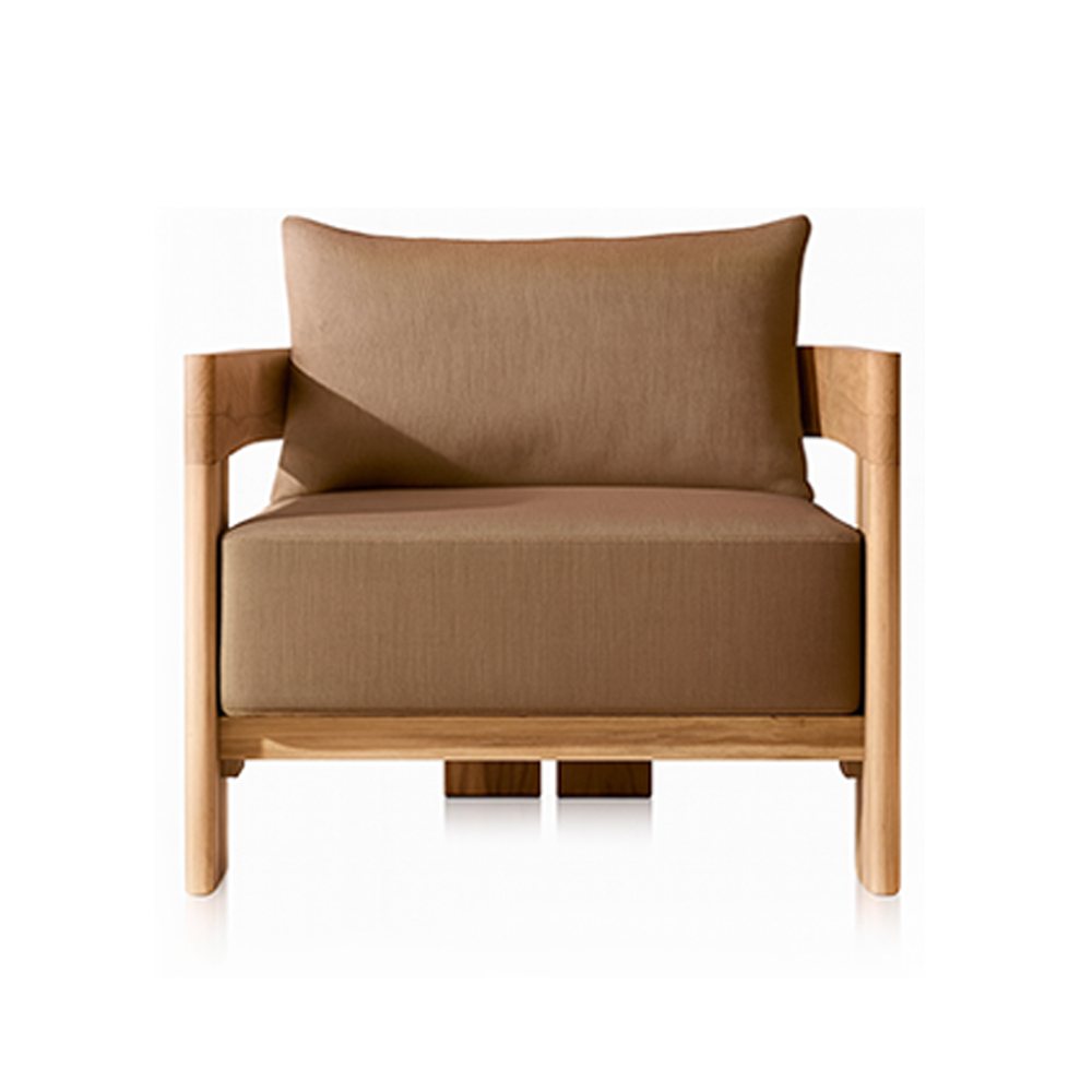 Camryn Outdoor Chat Set With Cushions, Teak/Coffee