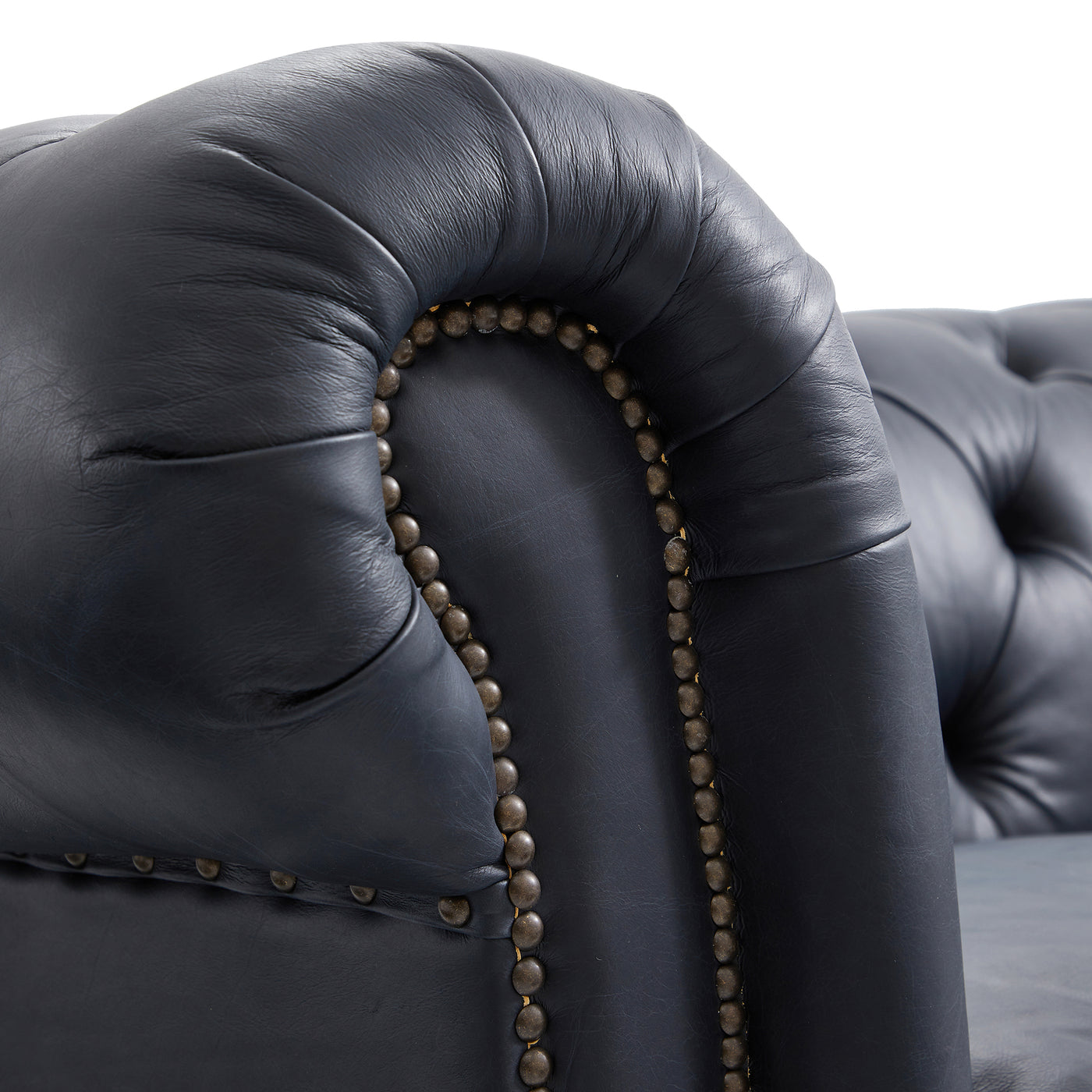 Durango Chesterfield Top Grain Leather Tufted Sofa-Black