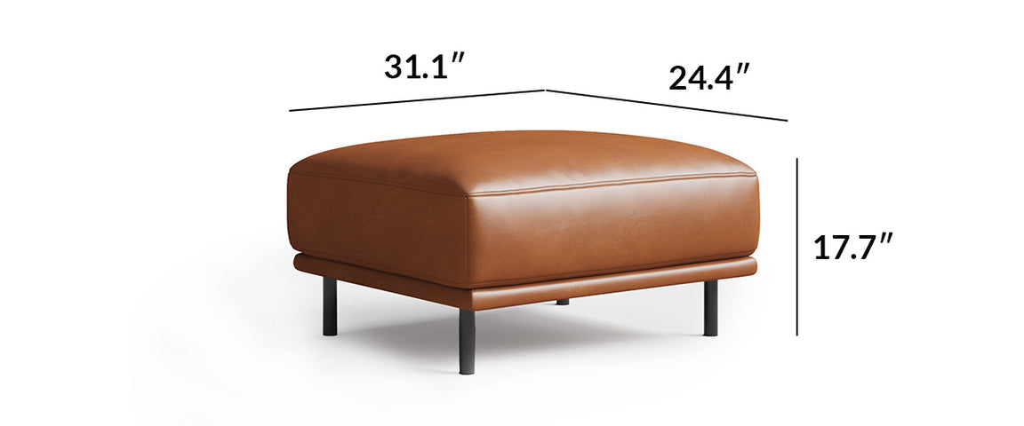 Noble Beige Leather Sofa and Ottoman