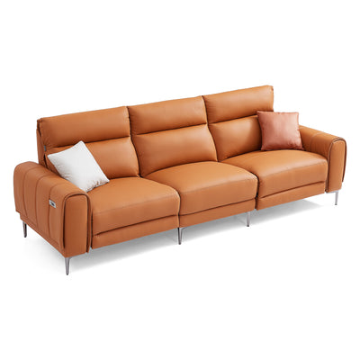 Louis Leather Power Recliner Sofa-Orange