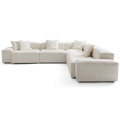 Freedom Modular Beige Corner Sectional Sofa-Beige-143.7"-Low