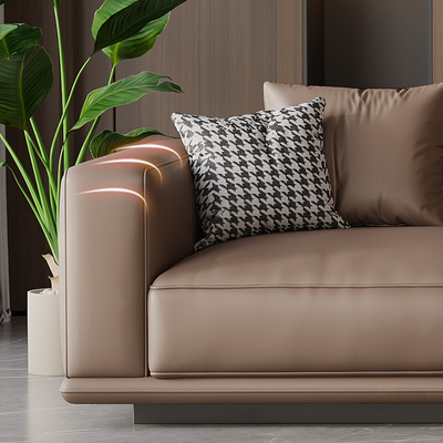 Merritt Leather Curved Sectional Sofa with End Table