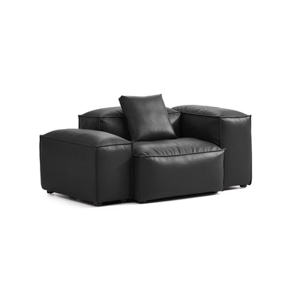 Flex Modular Black Genuine Leather Armchair-Black-68.1"-Low & High