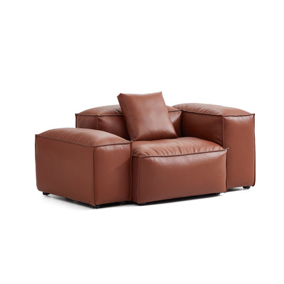 Flex Modular Black Genuine Leather Armchair-Brown-68.1"-Low & High