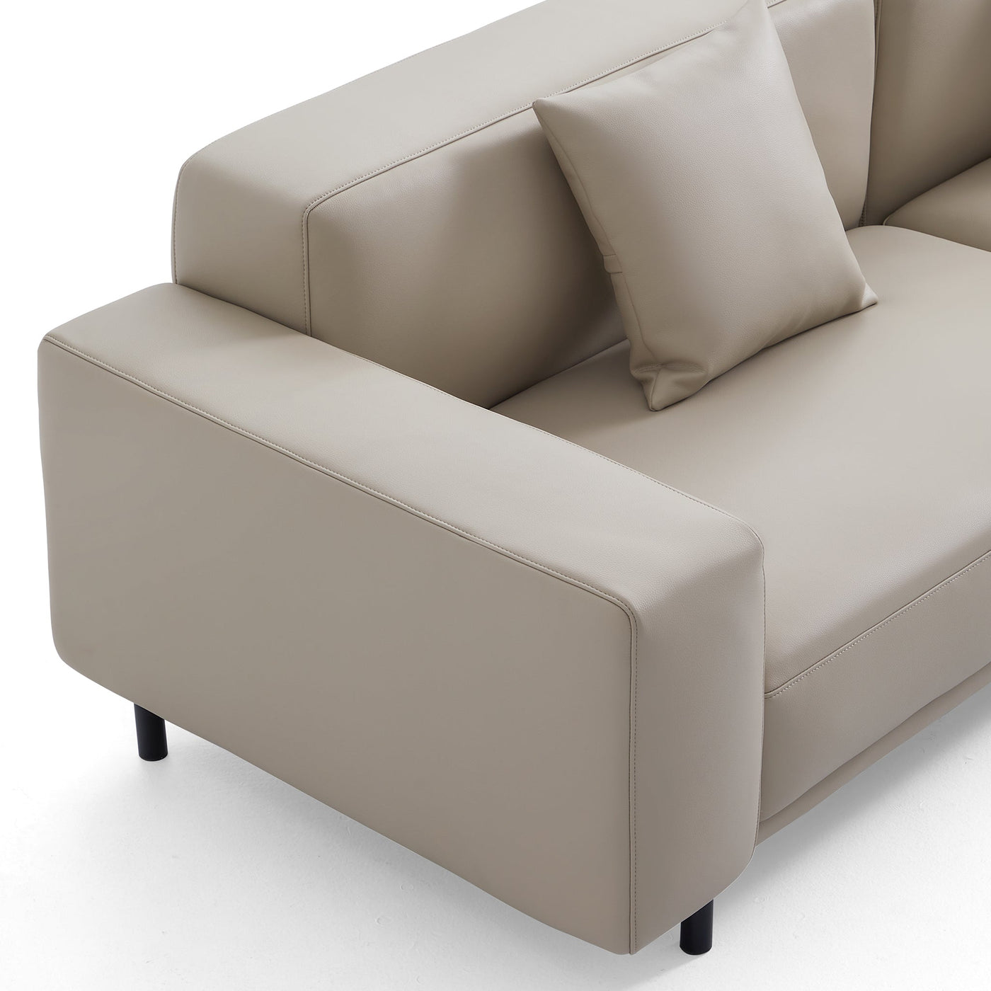 Noble Dark Gray Leather Sofa-Beige