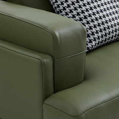 Olivia Green Top Grain Genuine Leather Armchair-Green