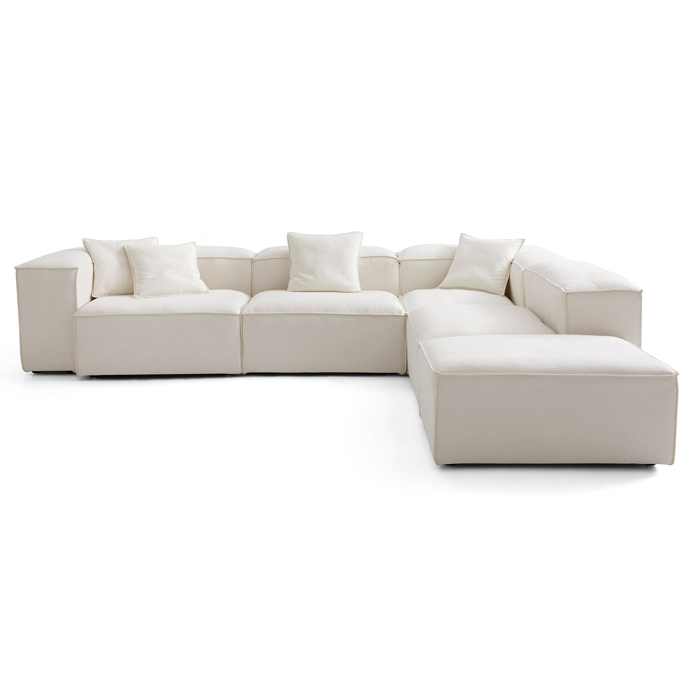 Freedom Modular Beige L Shaped Sectional and Ottoman-Beige-143.7"-High