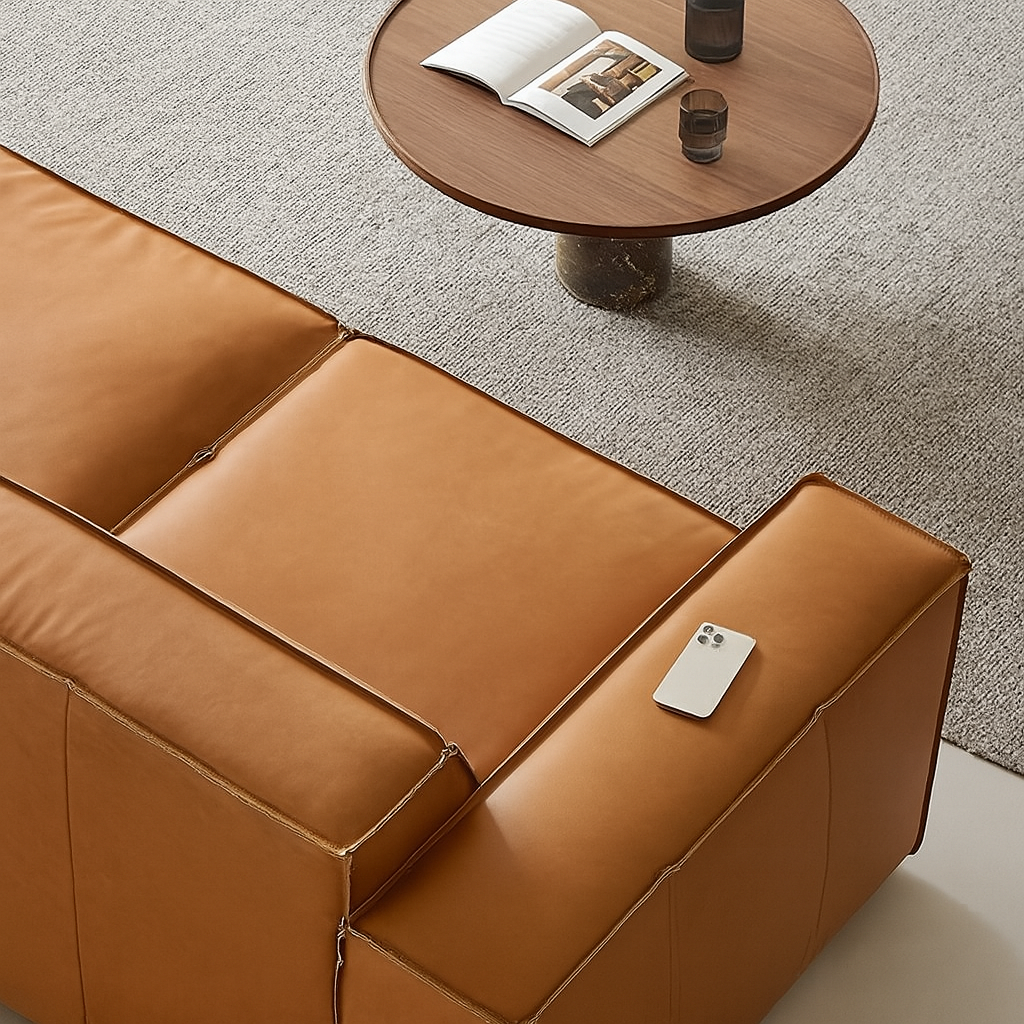 Kendall Italian Top Grain Leather Sofa-Tan