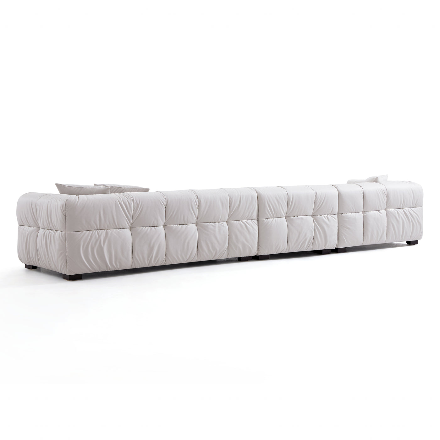 Boba Cream Leathaire Sectional Sofa-White-153.5″-Facing Right