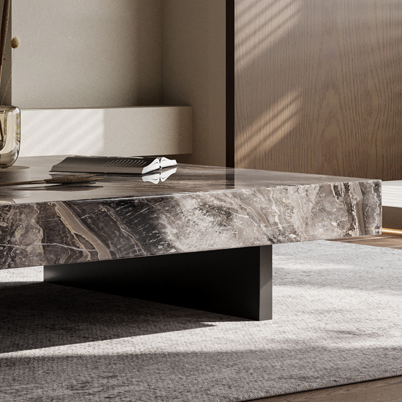 Dark Veined Square Coffee Table