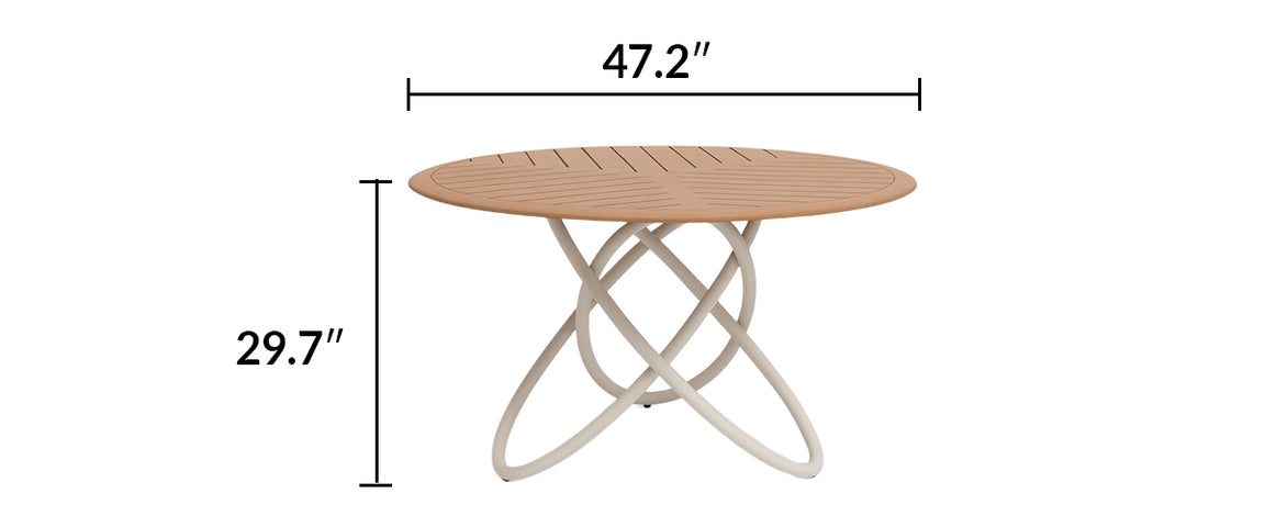 Chloe Outdoor 4-Person Patio Dining Set with Round Teak-Top Table