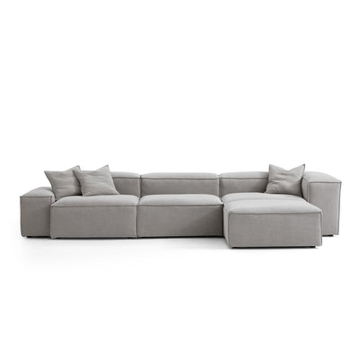 Freedom Modular Sofa with Ottoman-New Gray-143.7"-Low & High