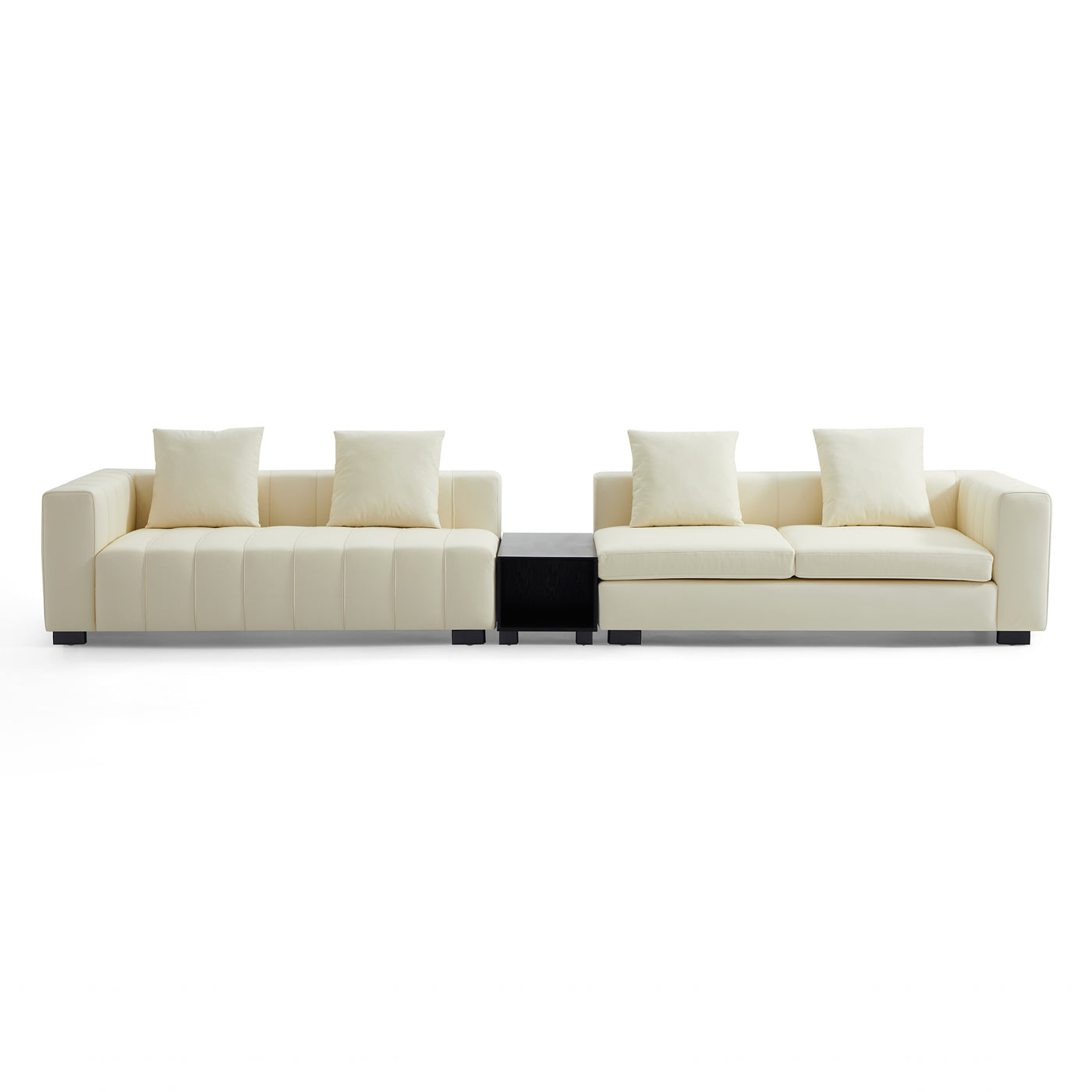 Piano Beige Leather Sofa with Coffee Table-Beige
