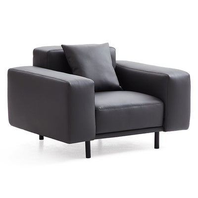 Noble Beige Leather Sofa and Ottoman-Dark Gray