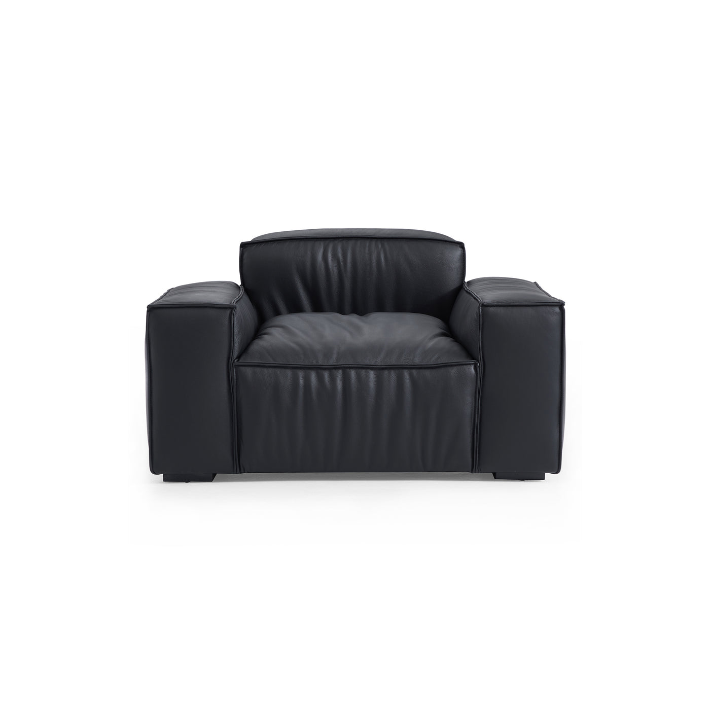 Luxury Minimalist Black Leather Armchair-hidden