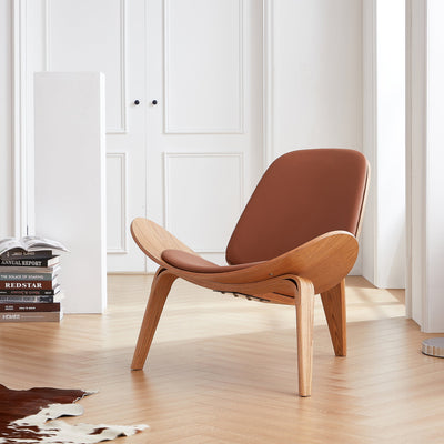 Mermaid Wegner Brown Shell Chair-Brown