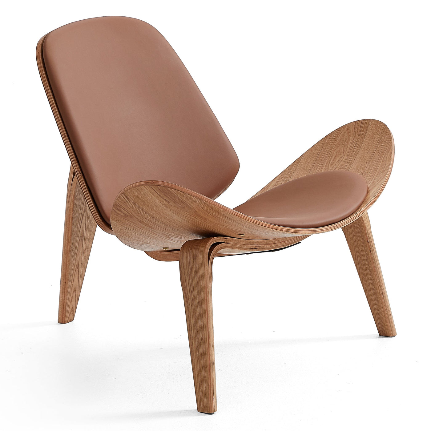 Mermaid Wegner White Shell Chair-Brown