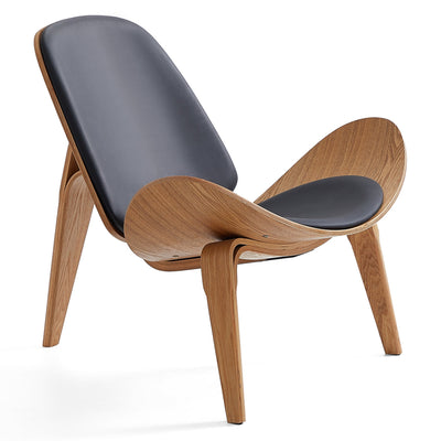 Mermaid Wegner Brown Shell Chair-Black