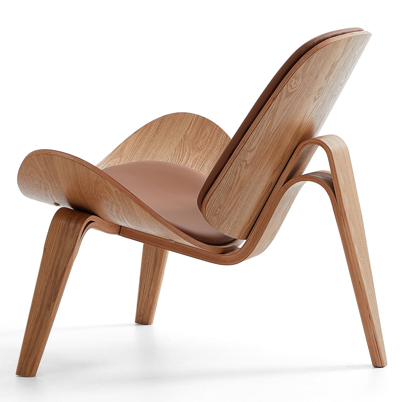 Mermaid Wegner White Shell Chair-Brown