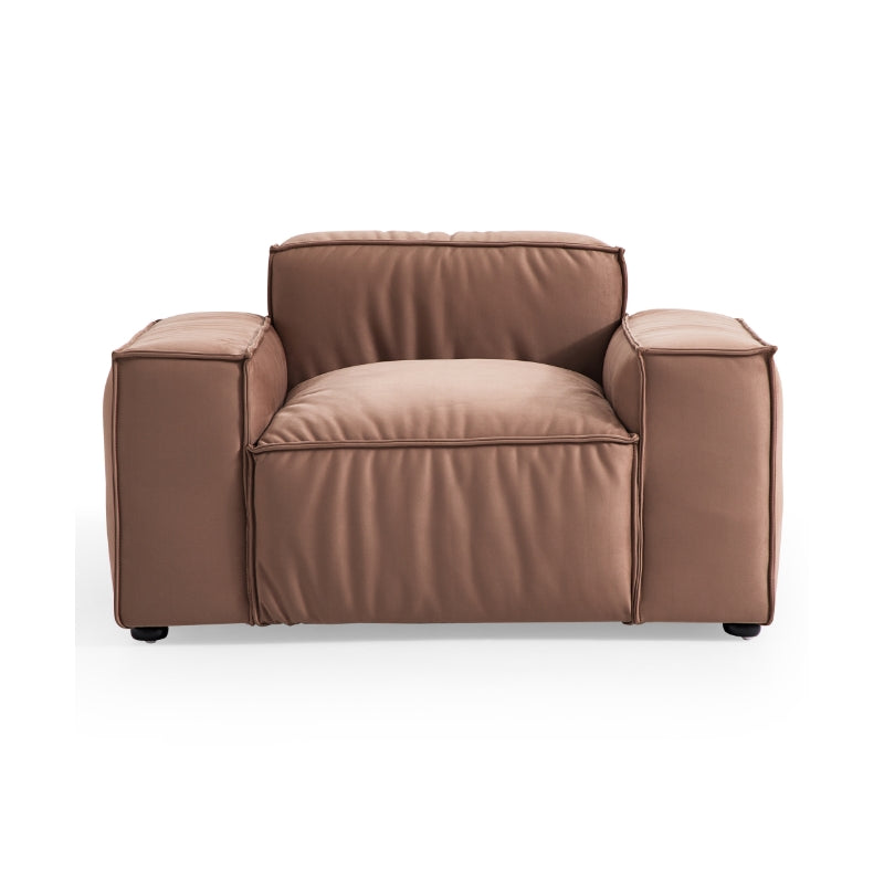 Luxury Minimalist Brown Leather Armchair-hidden