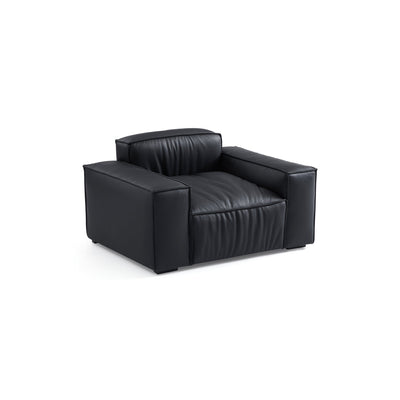 Luxury Minimalist Dark Brown Leather Armchair-hidden