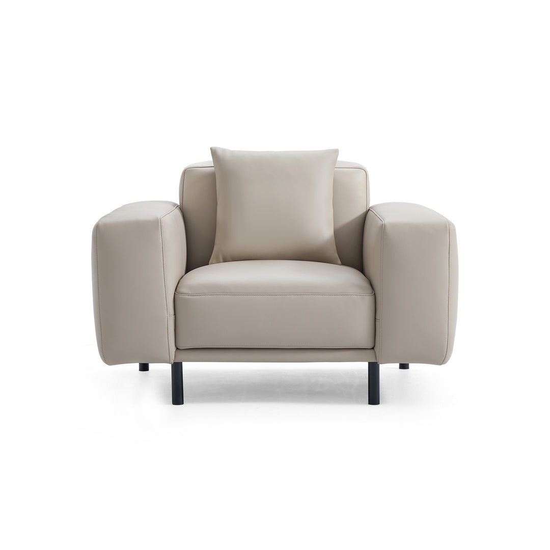 Noble Beige Leather Armchair-Beige