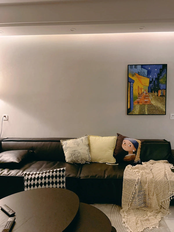 Luxury Minimalist Black Leather Sofa