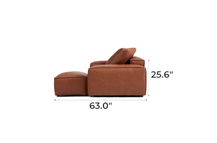 Garvon Vintage Reddish Brown Leathaire Sofa and Ottoman