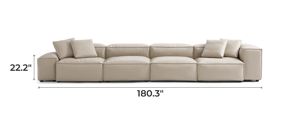 Flex Modular Beige Genuine Leather Sofa