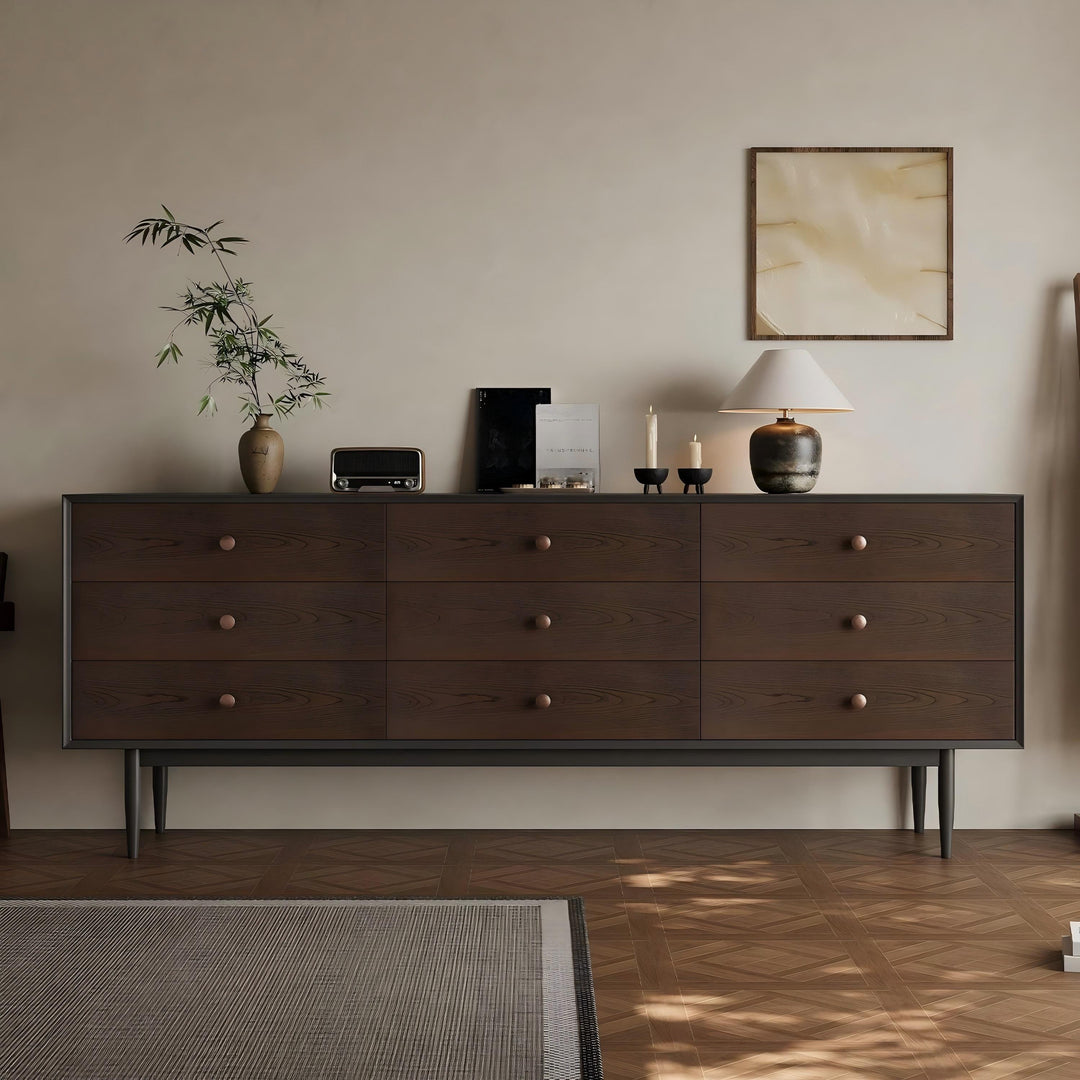 Napoli Dark Walnut Storage Sideboard Cabinet-70.8"